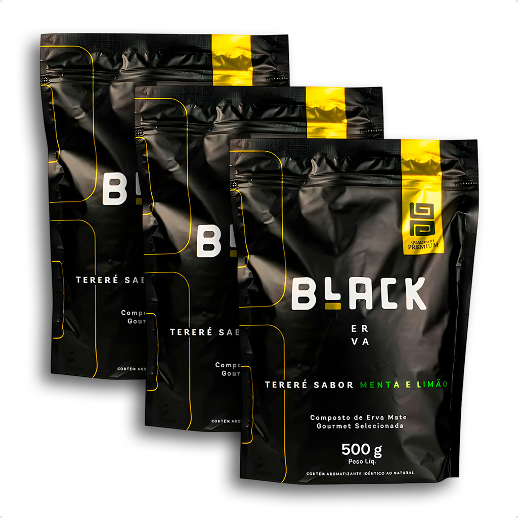 Erva Mate Black Erva Tradicional Sabor Menta e Limão Embalagem 500g