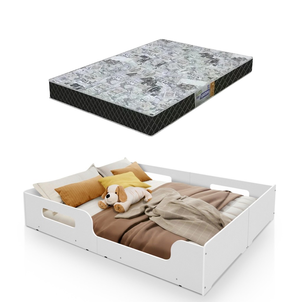 Cama Montessoriana Rainha Branco Infantil Com Colchão Gazin