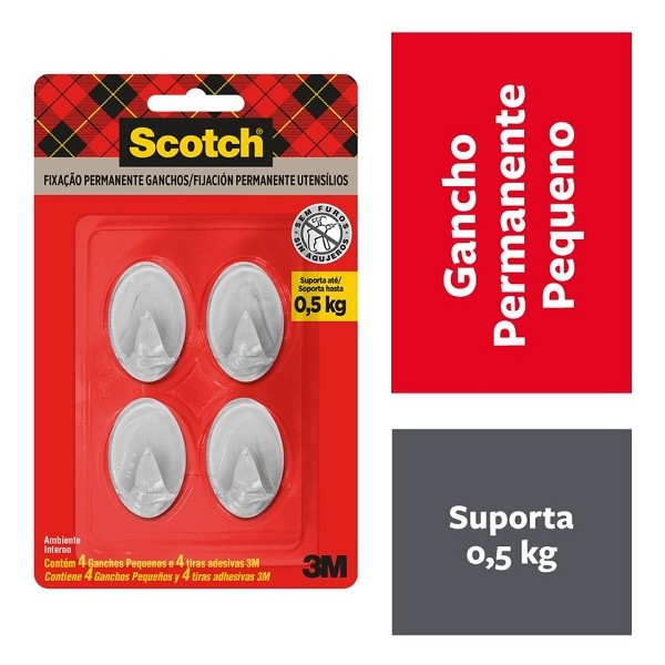 Gancho SCOTCH Transparente Pequeno 4 Unidades