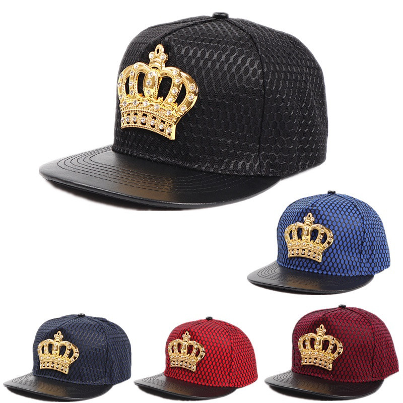 Boné De Baseball Hip Hop Trendy Com Logotipo Metal Crown Chapéu De Dança De Rua Europeu E Americano