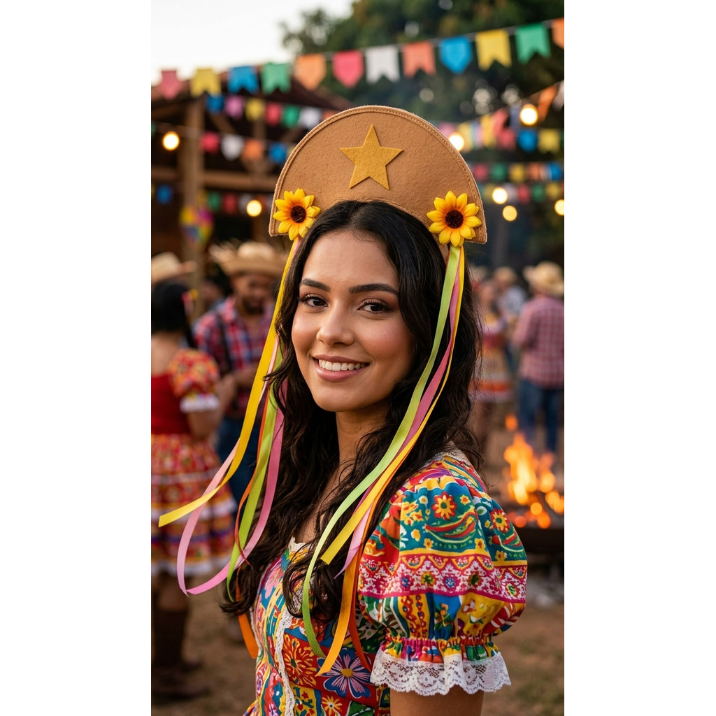 Tiara Cangaceira Maria Bonita - Acessório Junino Autêntico