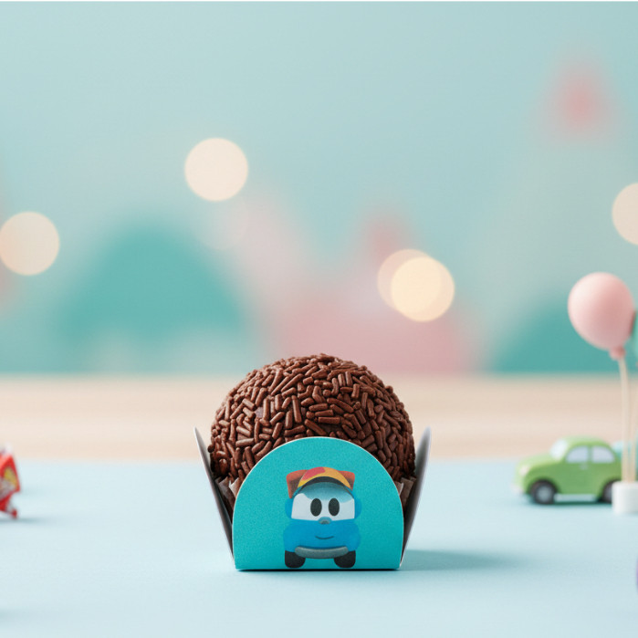 100 Forminhas Brigadeiro Docinho 4 Pétalas Léo e o Caminhão Para Festas Aniversários Eventos Doces Confeitaria Beijinho