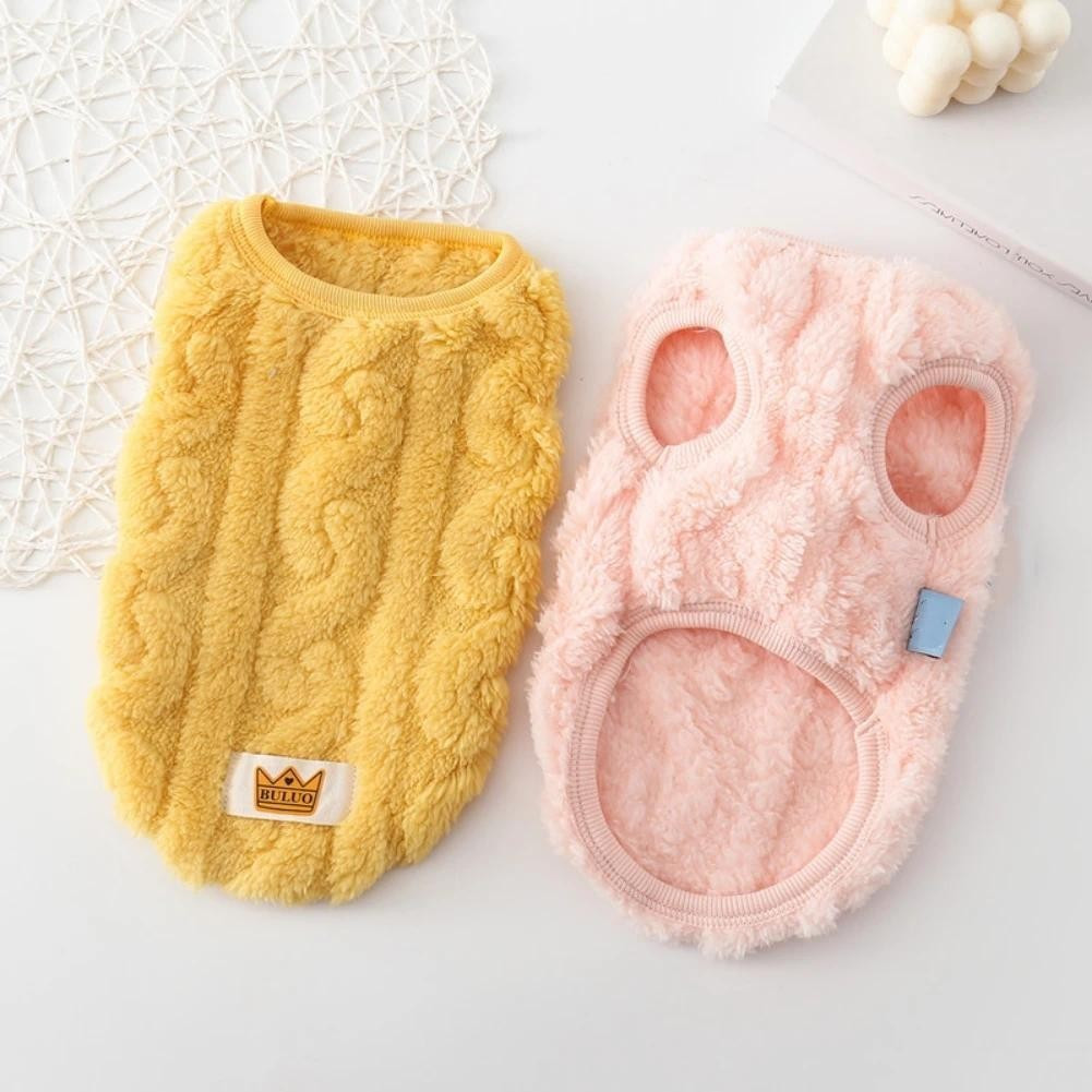 Roupas Pullover Pet Clothes Cute Wavy Double-sided Puppy Kitten Coats Sweater Para Cães Pequenos E Médios Gatos