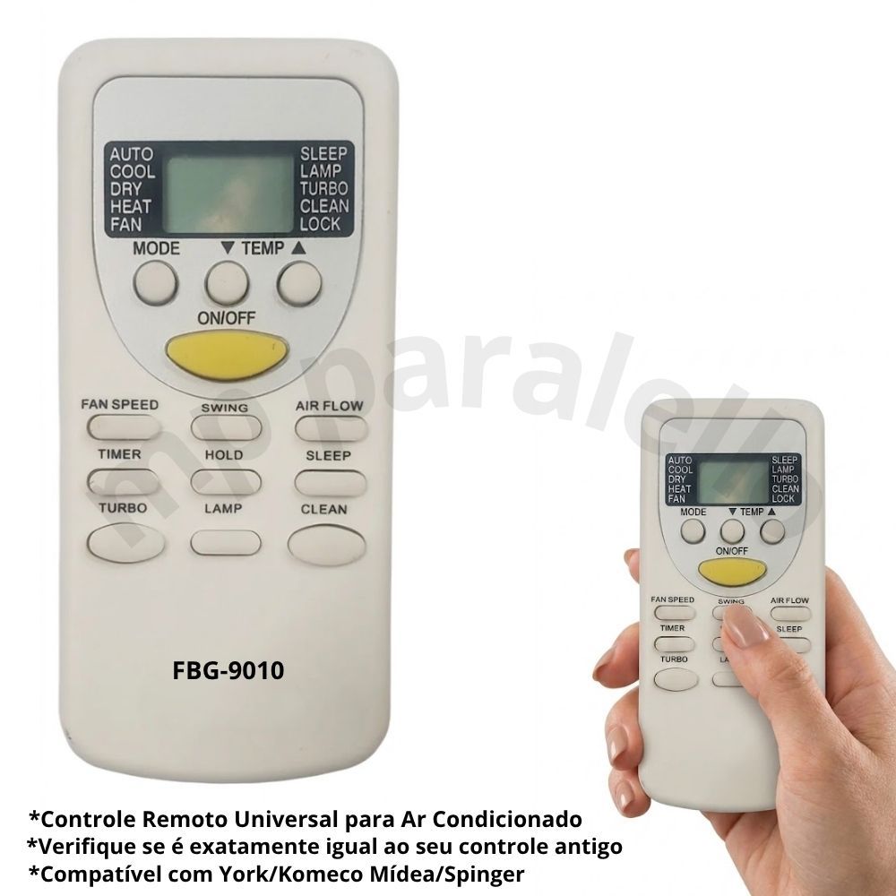 Controle Remoto Ar Condicionado York Komeco  Midea Springer Sky8081/fbg9010
