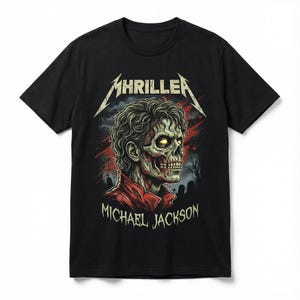 Camiseta Unissex Oversized Plus Size Feminina Masculina Estampa Michael Jackson Thriller Zumbi Heavy Metal Streetwear 
