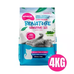 Areia Biodegradável Bionature Wisecat Fina 4kg
