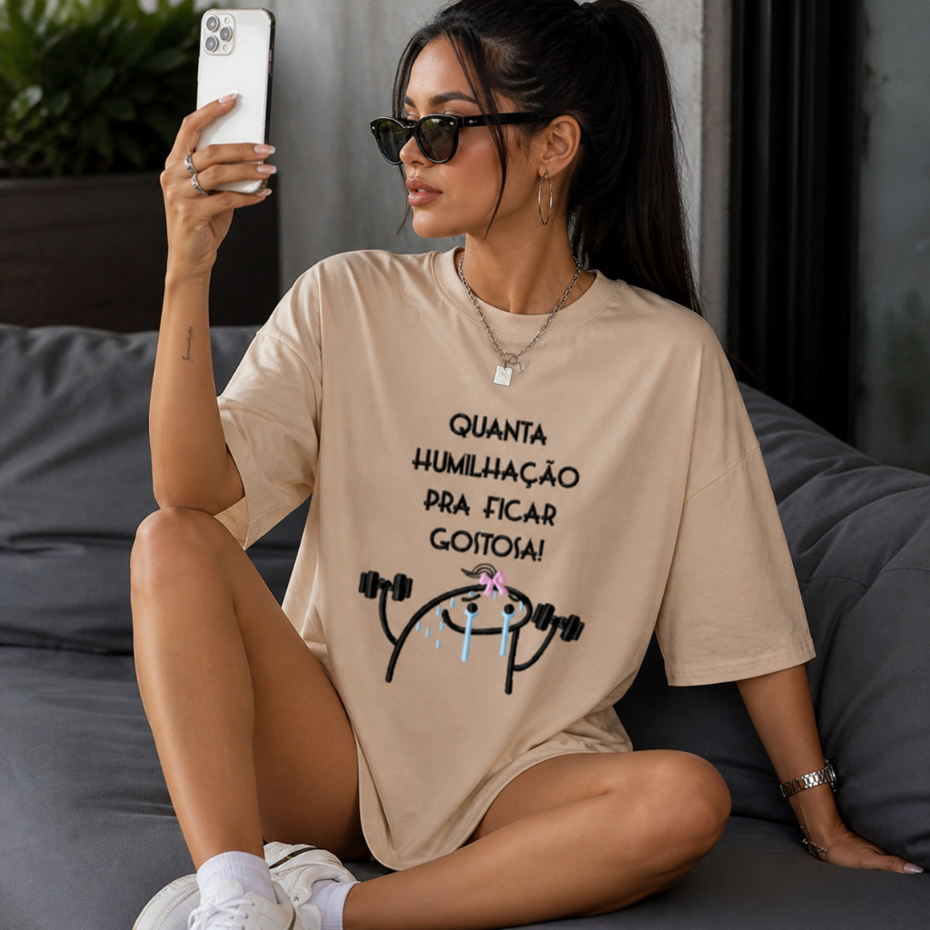 Camiseta Tshirt Oversized 100%Algodão  Feminina Gym Treino Academia Fitness Musculação Engraçada