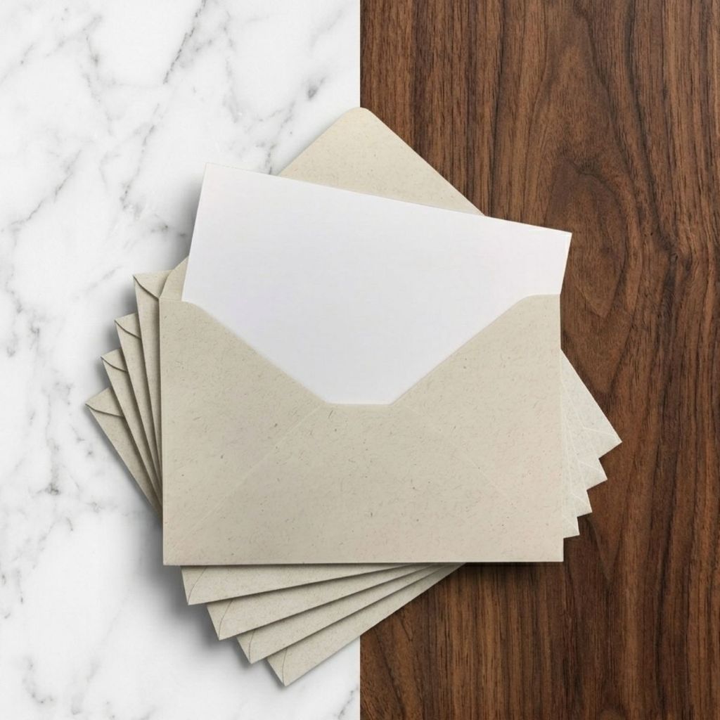 Envelope Visita Reciclado 12x8Cm + Cartão Branco 50 Unidades