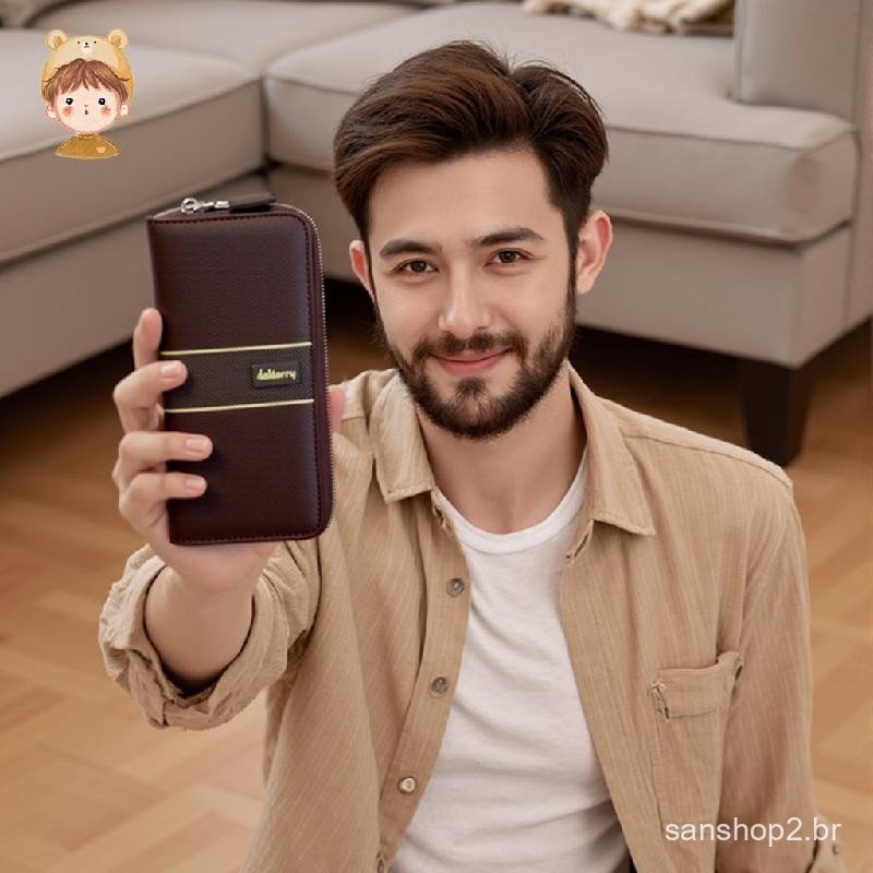 Nova Embreagem Longa Com Zíper Multifuncional Para Negócios Masculinos-Carteira De Grande Capacidade Profissionais