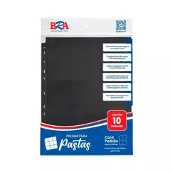 Folha para Pastas 18 Bolsos 3x3 cor Preta c/ 10 Unidades BRA - BC-222C_PRETO_CX