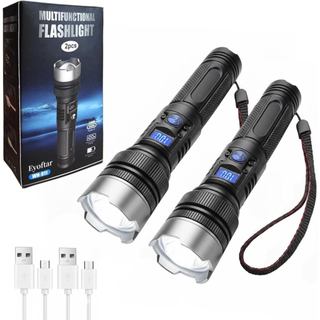 Lanternas Recarregáveis 2-Pack, Lanterna LED Recarregável USB-C com Foco Ajustável, Luz de Emergência Brilhante para Que