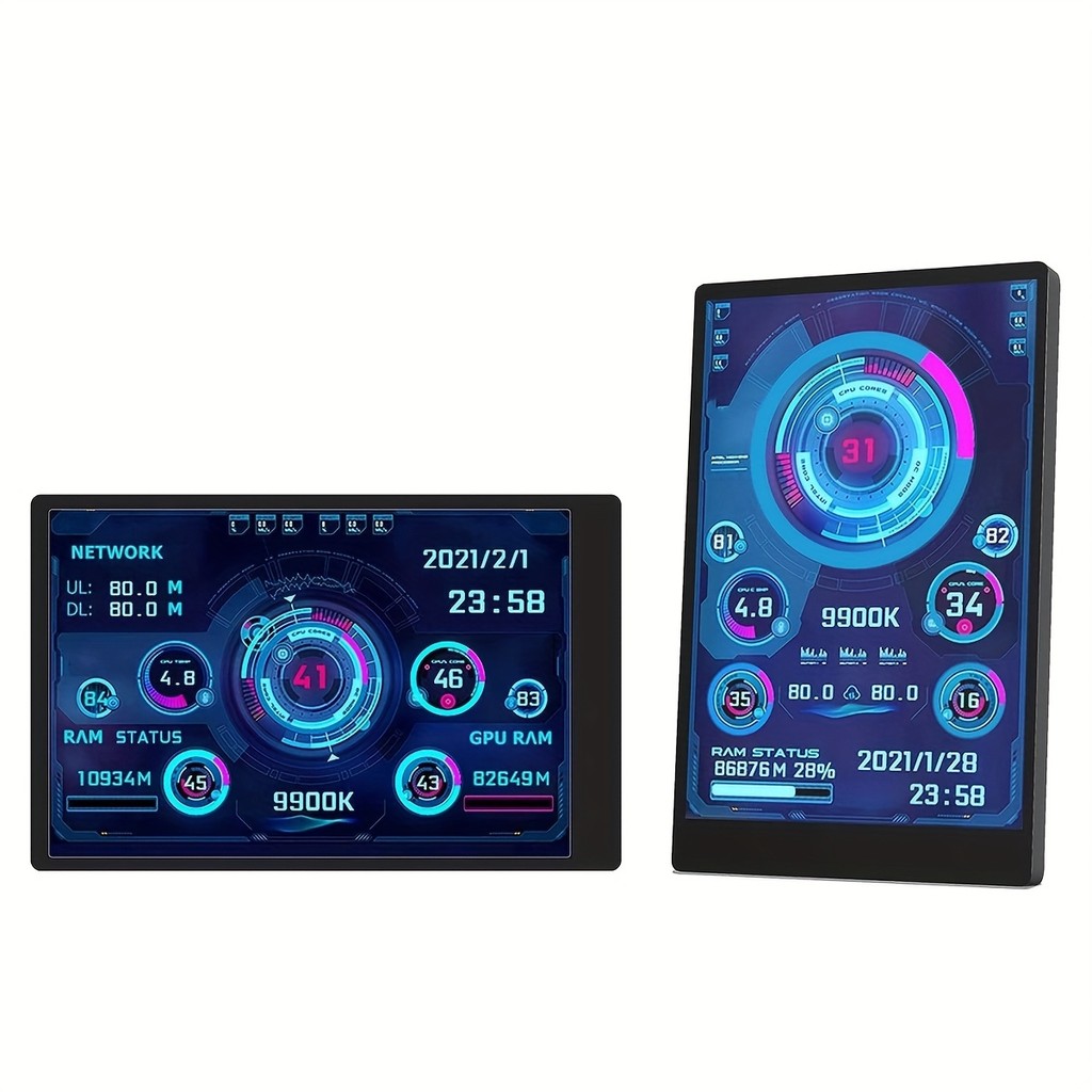 Ecrã Mini USB Ips de 8,89cm Aida64pcs Monitor de Dados CPU Ram 8,89cm Painel Sensor Pc Monitor de Temperatura Monitor de