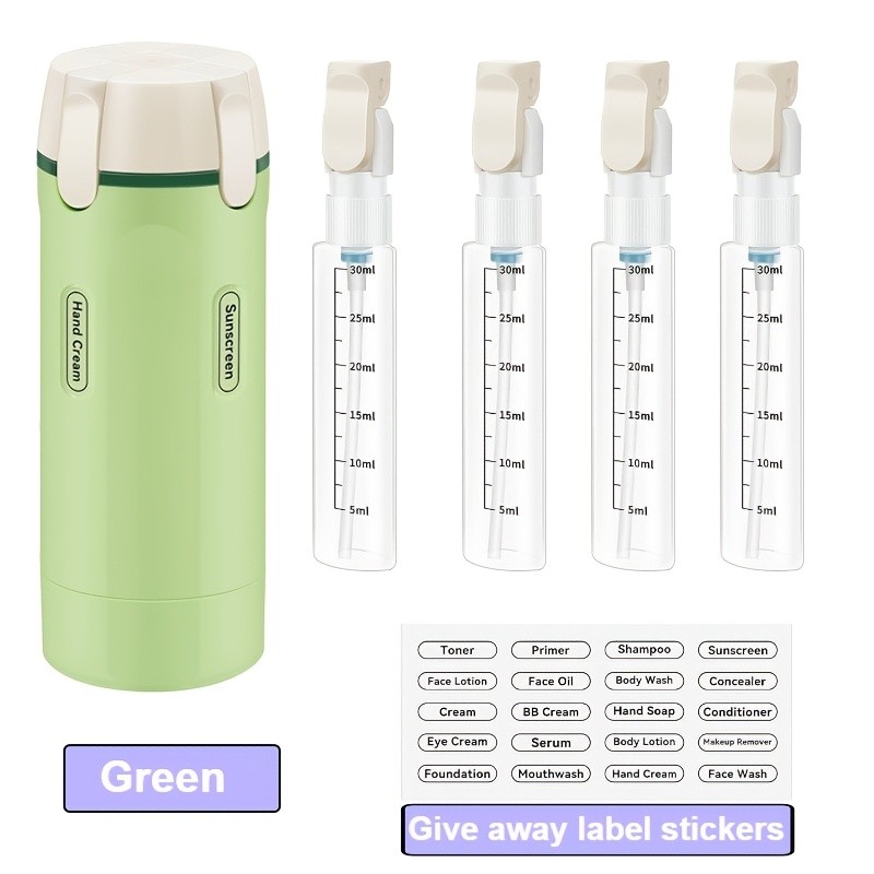 Conjunto De Garrafas De Viagem À Prova De Vazamentos 4 Em 1 | Recarregável Para Shampoo , Loção , Produtos De Higiene Pe