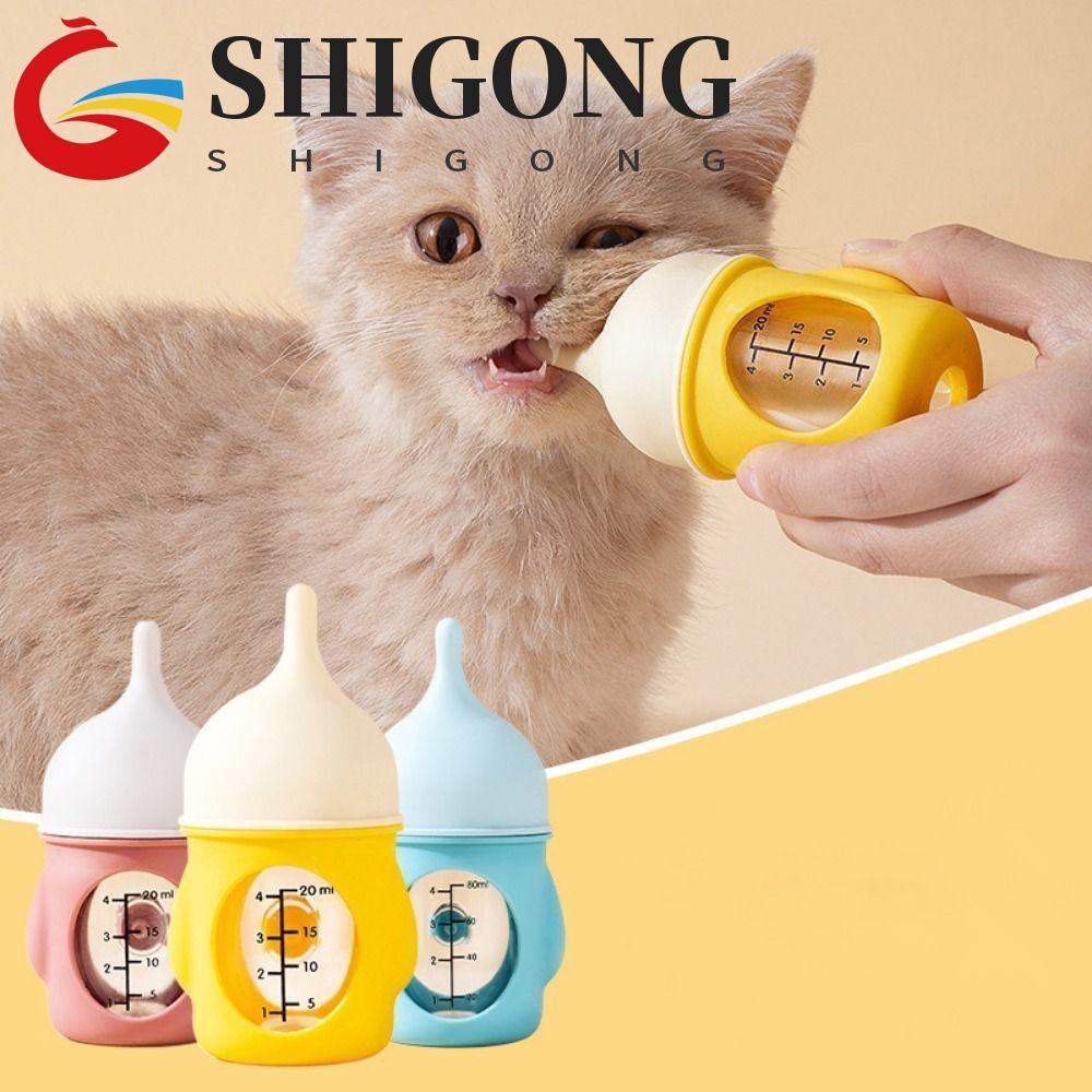 Garrafa De Mamilo Para Gatinhos SHIGONG , Alimentador De Leite Filhotes De Silicone De 20/80ML , Com Mamadeira Em Escala