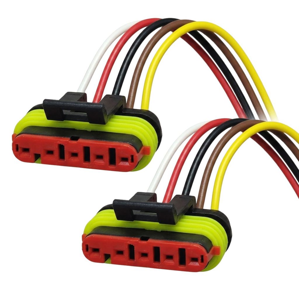 PAR CHICOTE REPARO LANTERNA CARRETA GUERRA RANDON 5 VIAS FEMEA CONECTOR IMPLEMENTO
