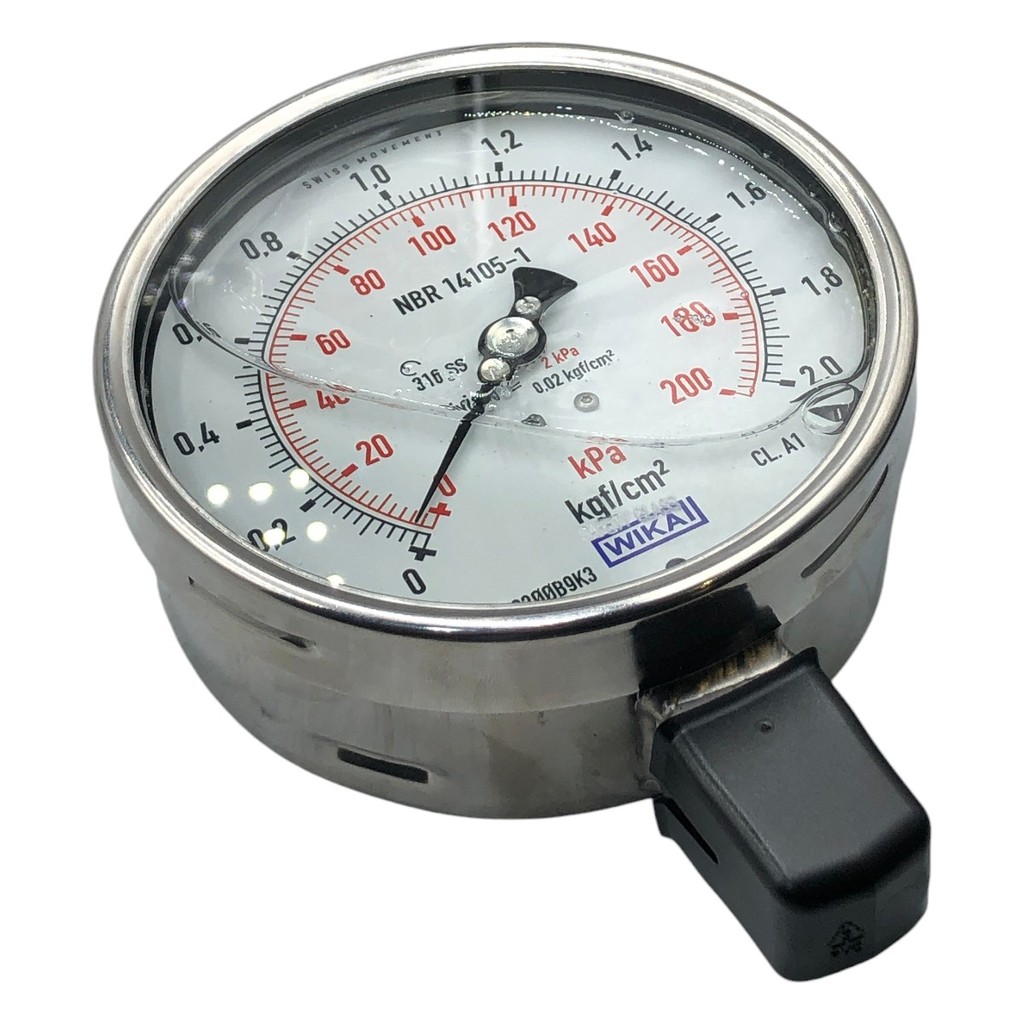 Manômetro Wika DN 120mm 0 a 200kPa x 0 a 2kgf/cm² 1/2NPT