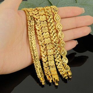 Pulseira de ouro pulseira de ouro senhora coroa coração escondido fivela pulseira feminina imitação banhado a ouro 24K p