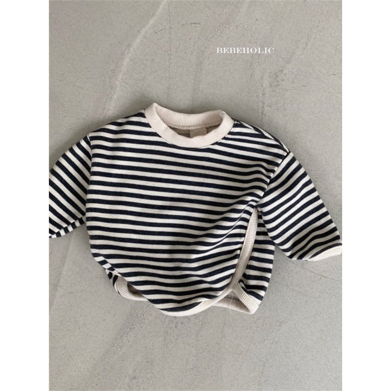 Versão coreana outono inverno bebê menino listrado manga comprida camiseta médio pequenas crianças soltas Casual topo be