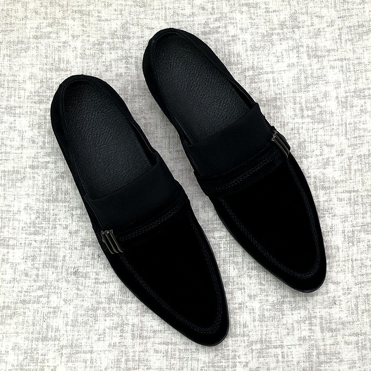 Mocassins de camurça masculinos Slip-On preguiçoso All-Match couro genuíno sapatos casuais de camurça britânico na moda 