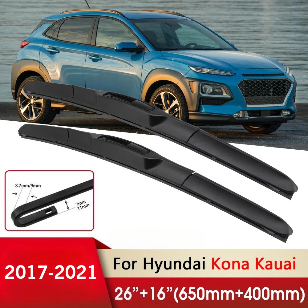 Limpador De Carro RHD LHD Lâminas De Dianteiro 26 " + 16 " Para Hyundai Kona Kauai 2017-2021 Ajuste U Gancho A