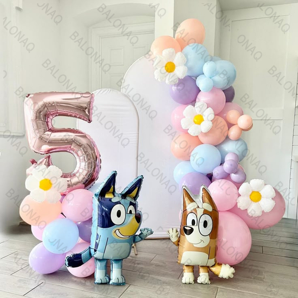 49 Pçs Bluey Bingo Tema Guirlanda Arco Balão Feliz Aniversário Festa Decoração Crianças Chá De Bebê Presentes Suprimento