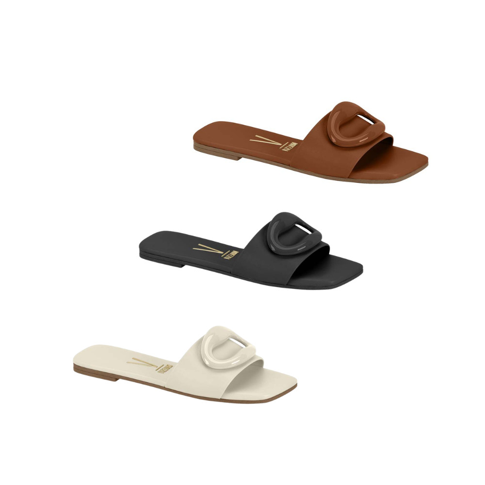 Sandália Rasteira Feminina Vizzano Slide Flat Moderna