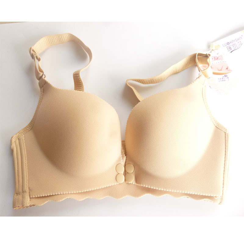 823 bebê algodão sem costura sem anel de aço quatro Breasted sutiã de enfermagem médio molde copo fivela frontal sutiã r
