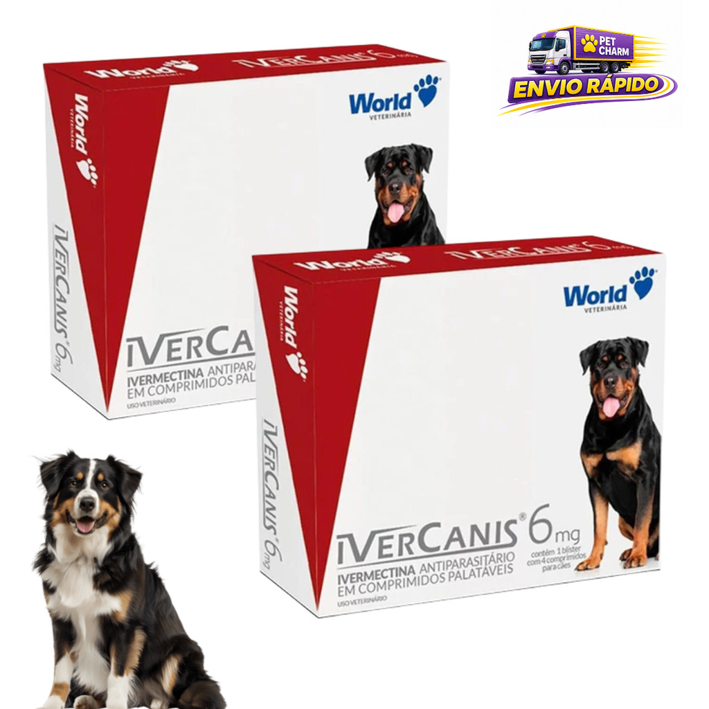 Kit 2 IverCanis 6mg para Cães até 30kg 4 Comprimidos