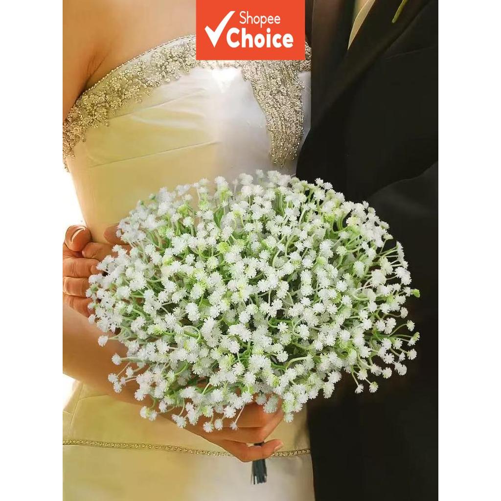 Kit 30 Buquê De Respiração Artificial Para Bebê , Branco , Gipsófila Falsa Arranjo Floral De Casamento , Decoração De Fe