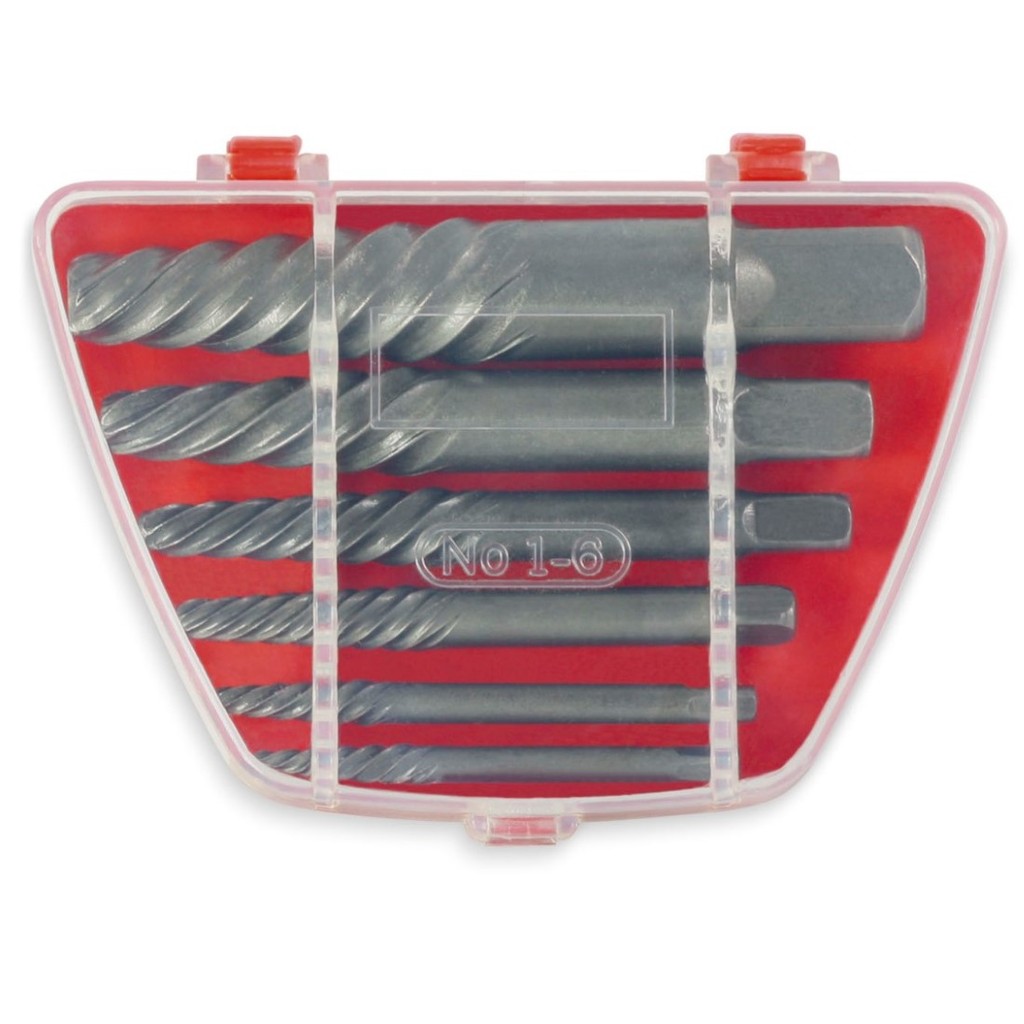 KIT SACA PARAFUSO MANUAL 6 PEÇAS M3 A M25 EXTRATOR PARA PARAFUSOS ESPANADOS E QUEBRADOS  96,0001 - ROCAST - AMATOOLS