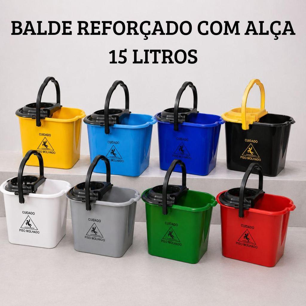 Balde Plástico15L Reforçado Tonk Sem Espremedor