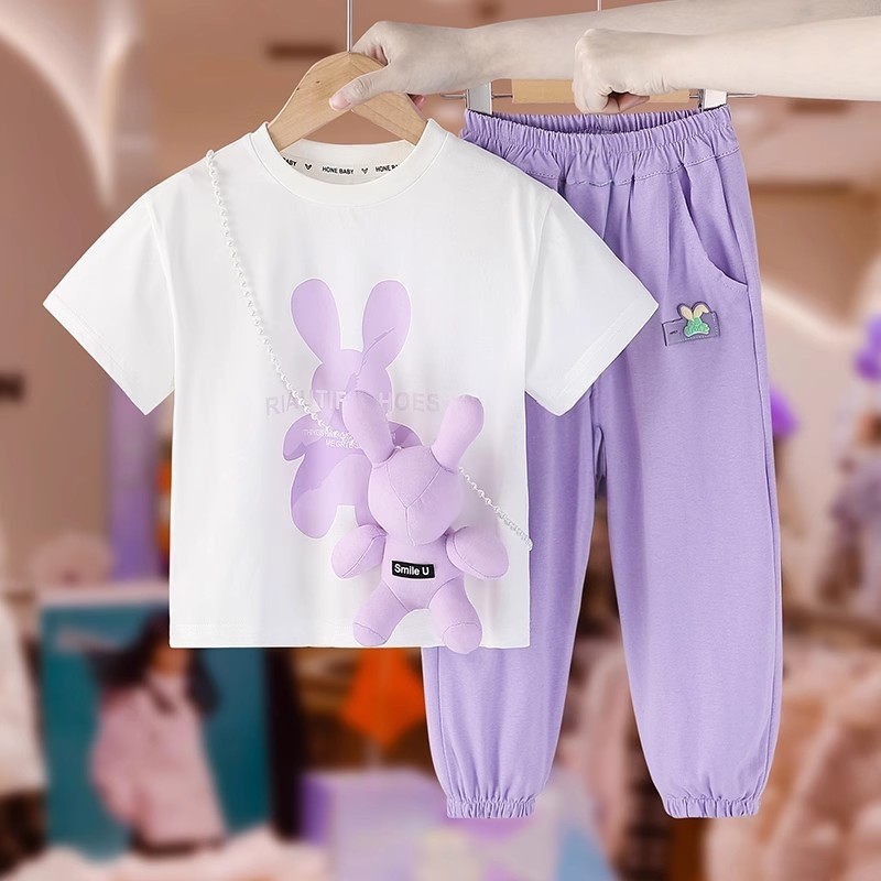 Meninas terno verão 2025 novo estilo roupas infantis moda menina bebê influenciador moda roupas de verão calças Mosquito