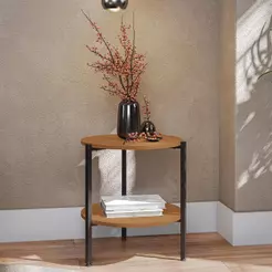 Mesa De Centro Kappesberg Industrial com 1 Prateleira Canela/Preto fosco 50cm x 47cm