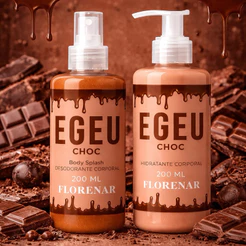 1 Kit feminino Body Splash Egeo Choc com gliter 200Ml + 1 Hidratante Corporal Egeo Choc 200ML