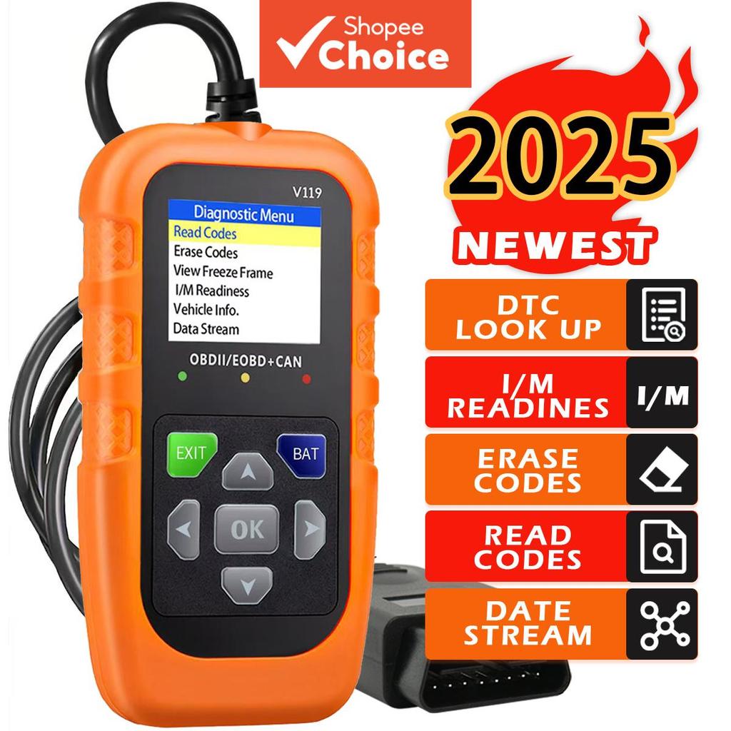 Ferramenta de diagnóstico scanner automotivo OBD2, leitor de códigos de falhas do motor, testador de carregamento
