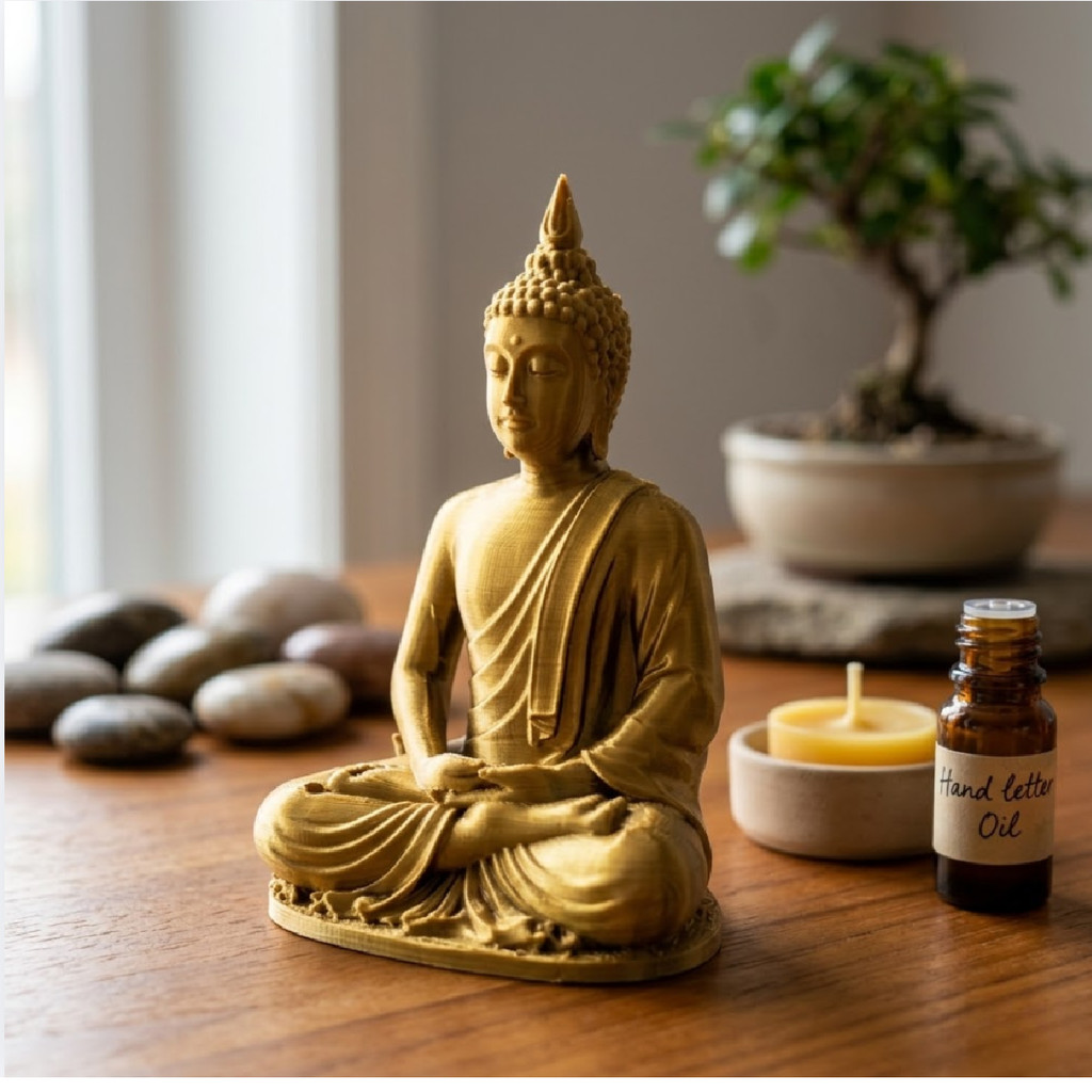 Imagem Escultura Buda Meditação Estátua Decorativa Zen 13cm Moderno Casa e Escritório