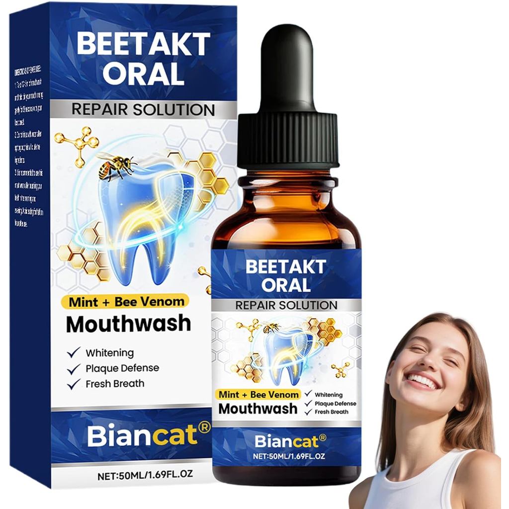 Solução de Reparação Oral Biancat Beetakt, enxaguante bucal com sabor de menta, melhora efetivamente a higiene oral e re