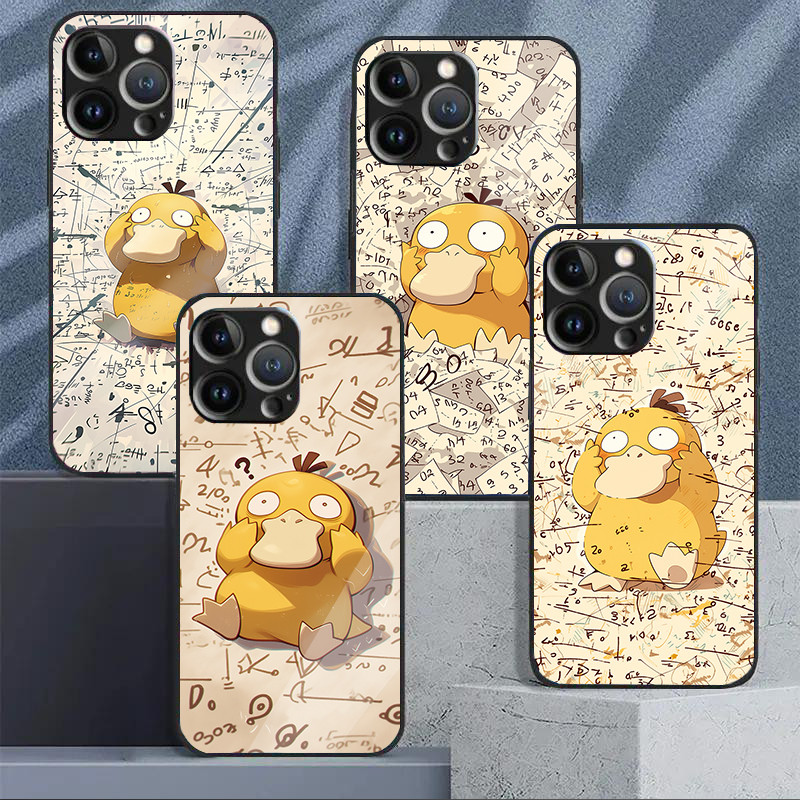 Pokemon Psyduck 05 Caso De Telefone Vidro Para IPhone 16 15 14 13 12 11 Pro XR XS Max Plus Mini X 8 7 6s SE2/3 Capa