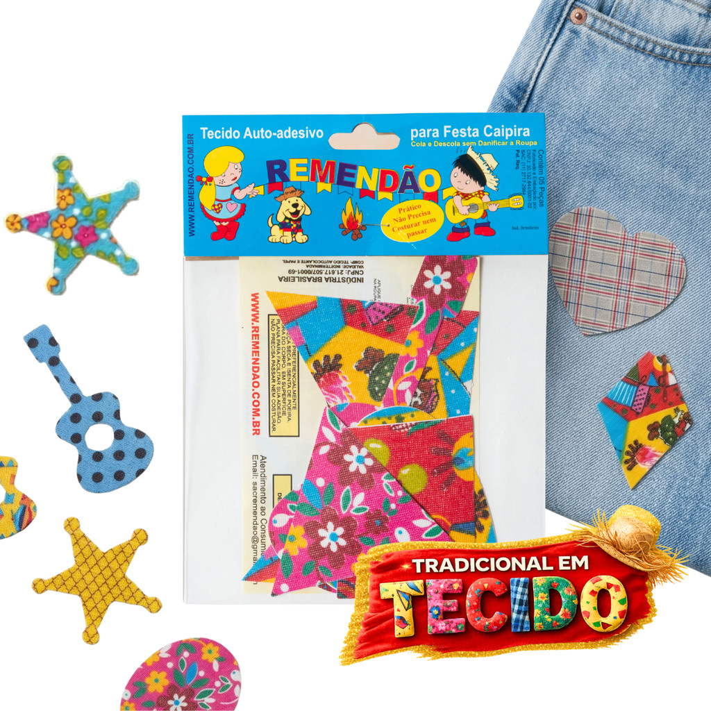 Remendão Original Em Tecido Adesivo Festa Junina Roupa Caipira