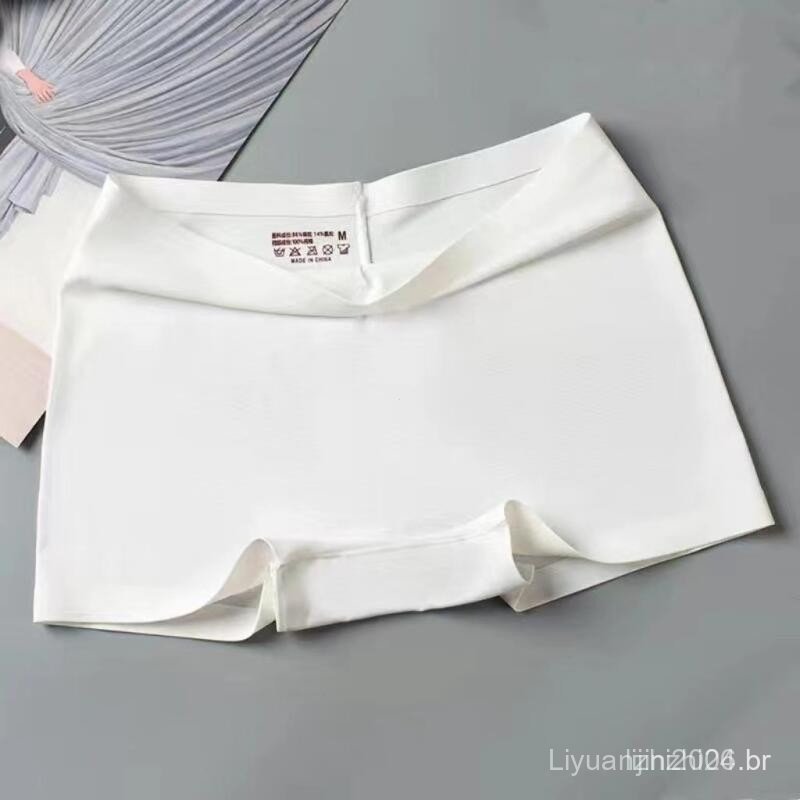 Calcinhas Boxer Sem Costura para Mulheres, Shorts de Seda Gelada, Cor Sólida, Calcinhas Boxer Macias para Senhoras, Tama