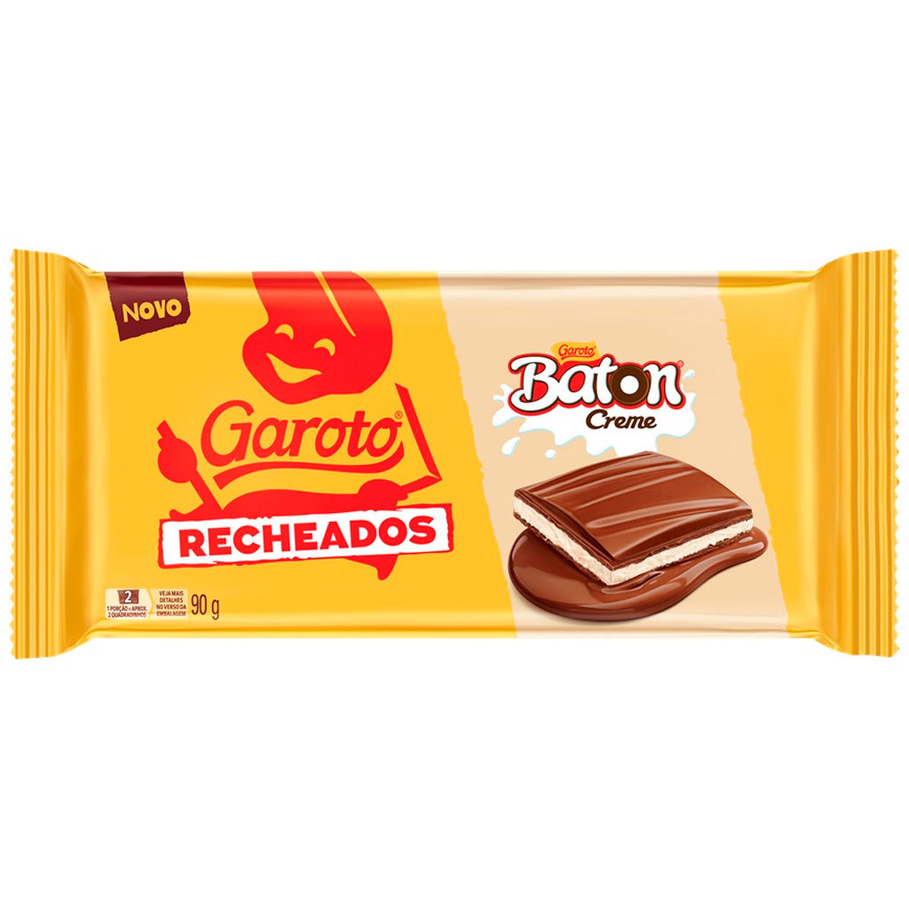 Tablete de Chocolate Recheado Baton Creme 90g - Garoto
