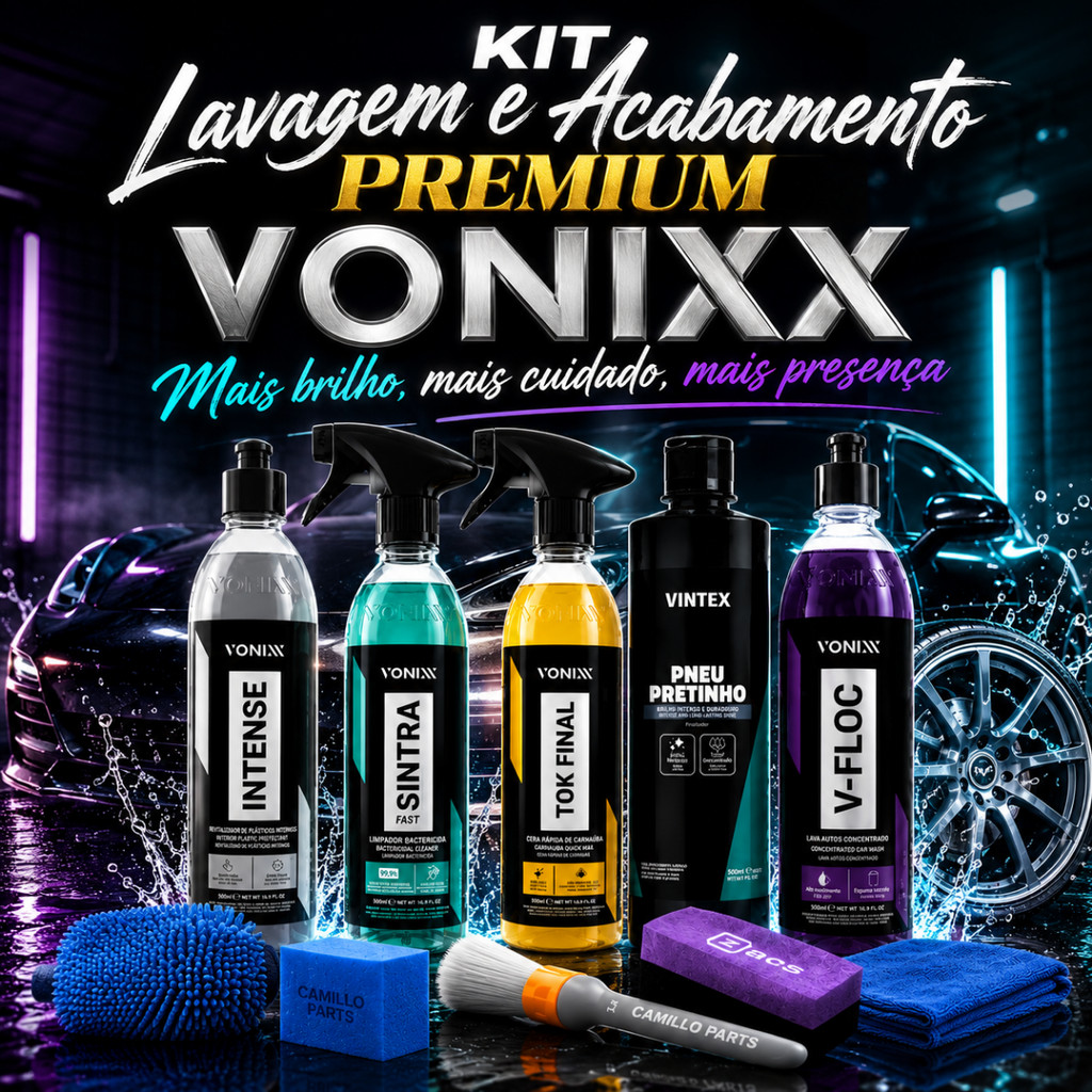 Kit Detalhamento Automotivo Vonixx Completo Limpeza e Acabamento Premium Com Acessórios