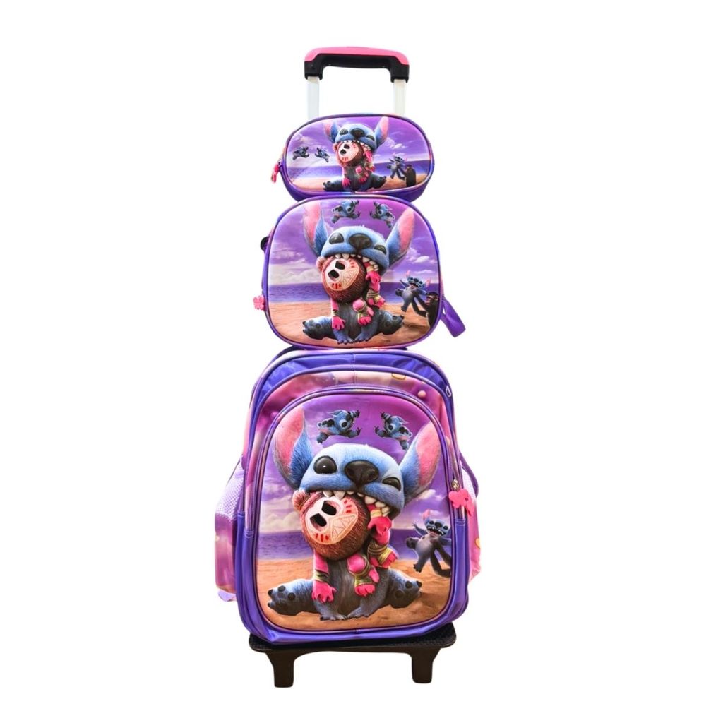 Kit Mochila Carrinho Estojo Lancheira Minecraft Vermelho