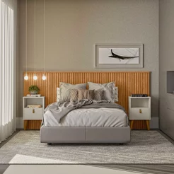 Cabeceira Casal Queen 240cm com Frame Laranjeiras Marrom Nature Fosco