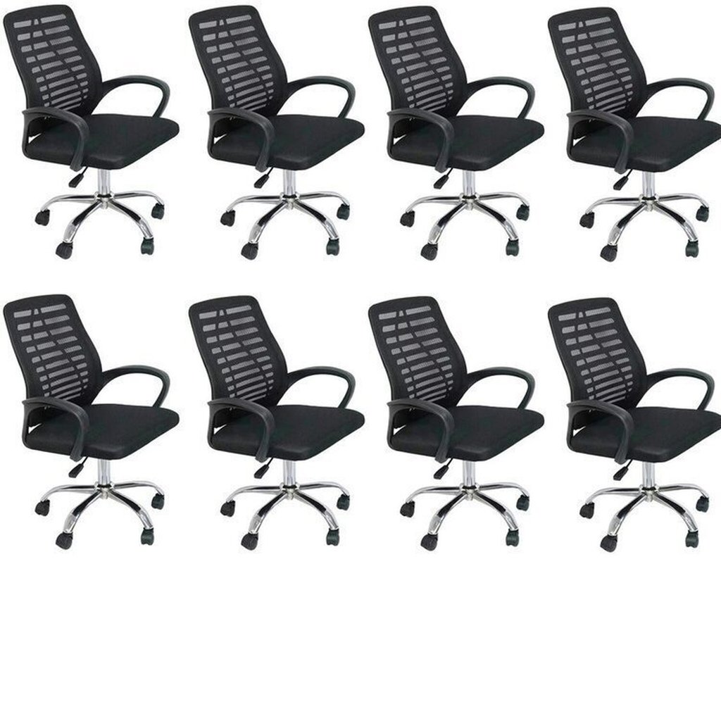 Kit 8 Cadeiras de Escritório Diretor Tela Mesh Cádis Cadeira Diretor