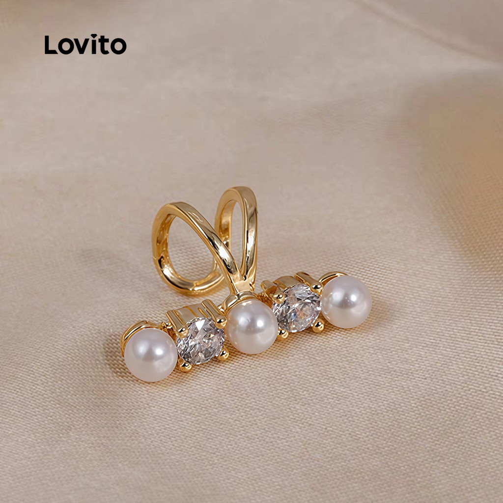 Lovito  Brincos Casuais de Pérolas em Ouro LFA117030