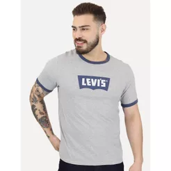 Camiseta Levis Original Masculina Standard Ringer Azul Cinza Mescla