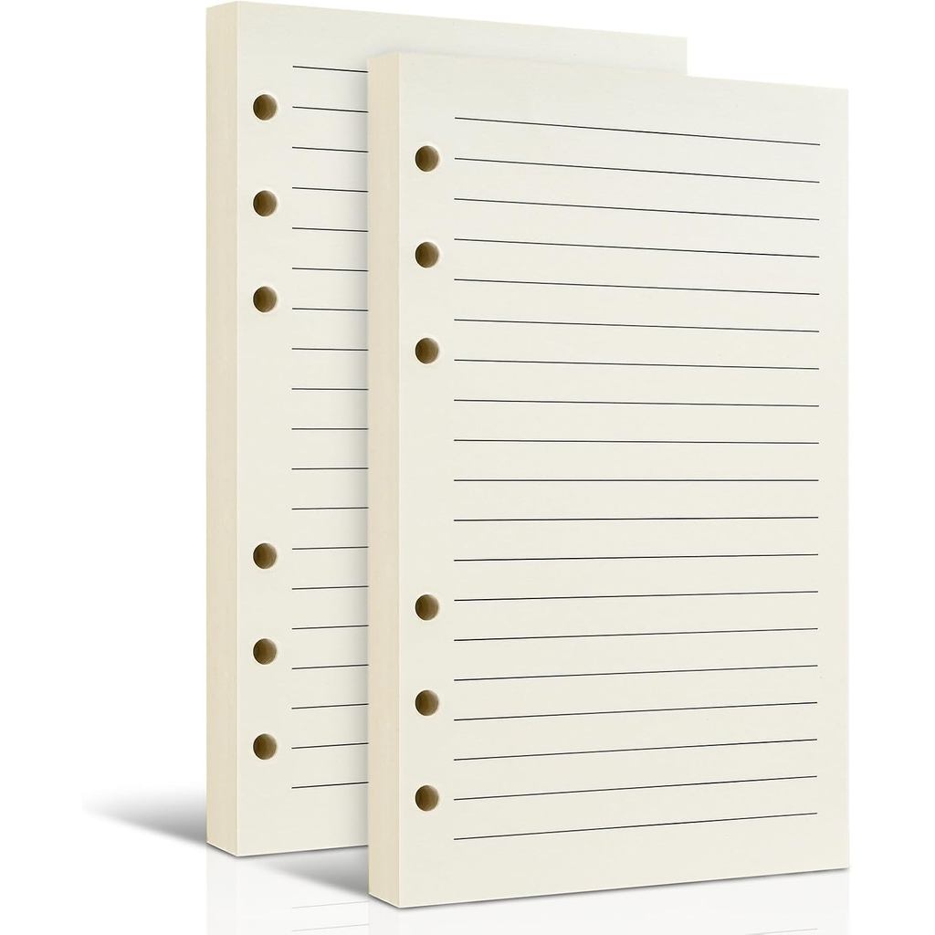 2 Pacotes de Papel Recarregável A6 para Fichários de 6 Argolas, Planejador, Diário de Viagem, Caderno, Agenda - Papel Pa