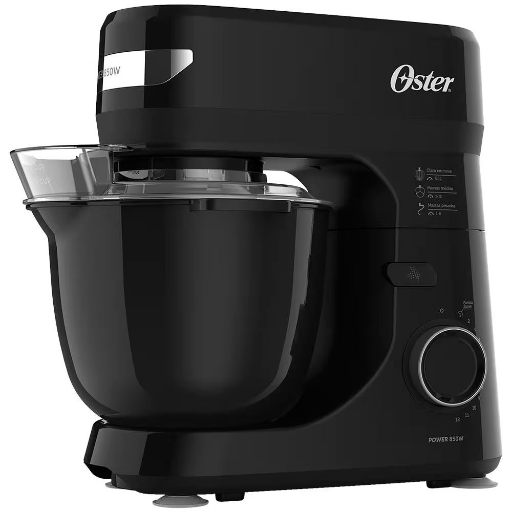 Batedeira Planetria Bowl Black III OBAT640 850W 12 Velocidades Tampa Antirrespingos Oster
