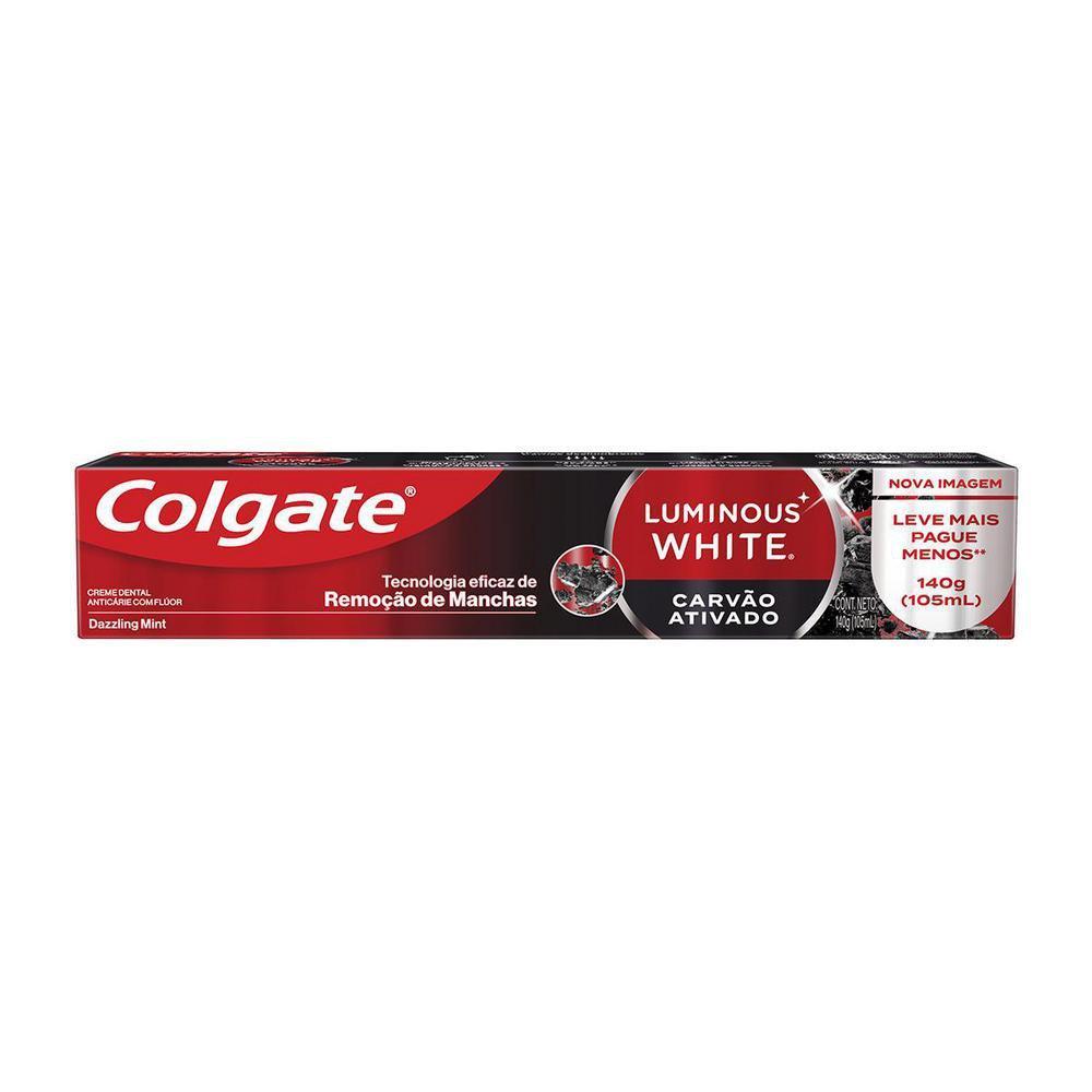Creme Dental Colgate Luminous White 140gr Carvao Ativo Especial